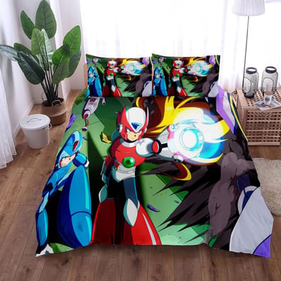Mega Man Kindertijd Dekbedovertrek Set King Queen Double Full Twin Eenpersoons Maat Bedlinnen Set EU single(135x200cm)