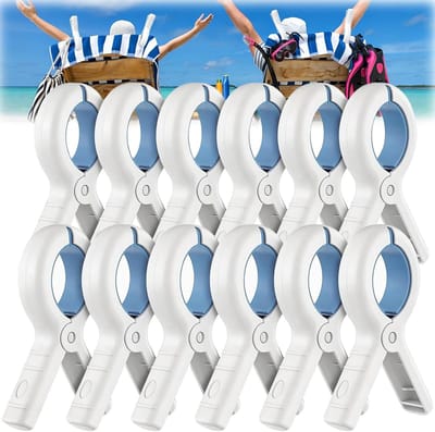 12 handdoekklemmen voor strandstoelen - sterke winddichte wasknijpers voor handdoeken, ligstoelen en badhanddoeken