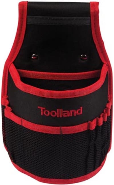 Toolland Nagel- en gereedschapshouder voor riem, nylon, met vakken en lussen, zwart/rood