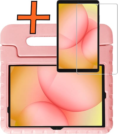 Hoesje - Geschikt voor Samsung Galaxy Tab A11 Plus - Met Screenprotector - Kinderhoes Shockproof Bumper - Kidsproof Case - Tablet Hoes - Kinder Hoes Cover - Zalm