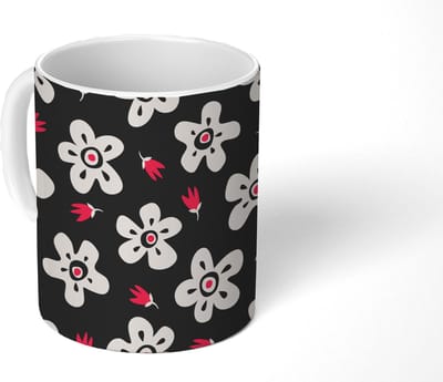 Mok - Koffiemok - Patronen - Bloemen - Sterren - Mokken - 350 ML - Beker - Koffiemokken - Theemok