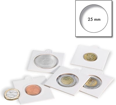 Witte munthouders voor munten Ø 25 mm, zelfklevend, set van 25 stuks
