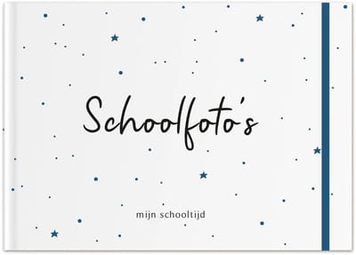 Fyllbooks - Schoolfotoboek Invulboek - Schoolfoto Album - Schooljarenboek - Blauwe dots - Geschikt voor: 12 Portret- en Klassenfoto's