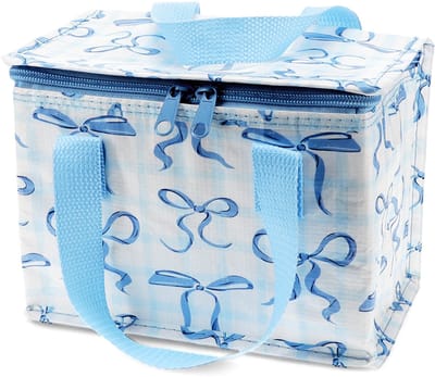Rex London Geïsoleerde Lunchtas Blue Bows – Koeltasje met Rits – Lunch Bag voor Werk, School & Picknick