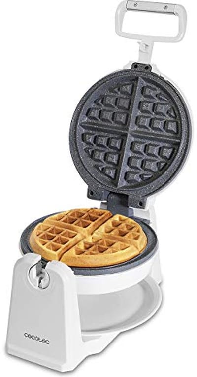 Wafelijzer - Apparaat - Lekkere Wafels Maken - RockStone Antiaanbaklaag - 1000 Watt - Wit