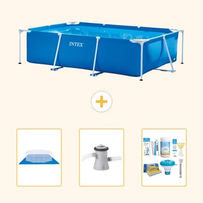 Intex Rond Opblaasbaar Easy Set Zwembad - 183 x 51 cm - Rood - Krab - Inclusief Grondzeil - Zwembadfilterpomp - Onderhoudspakket - 4-delig