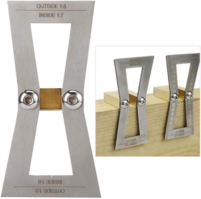 Cosensi- Zwaluwstaartmeter - Houtbewerkingsgereedschap - Roestvrij Staal/Messing - Nauwkeurige Schaal - Compact Ontwerp - Duurzaam en Stevig - Meetlat