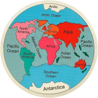 Wereldkaart Puzzel - Educatief Spel - Geografie Leren - Interactieve Decoratie - 31 x 31 cm - Kleurrijk