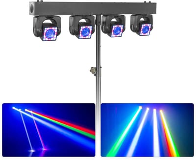 BeamZ ShowBar GO Shine - Moving head bar met standaard - Ingebouwde LED ringen - RGBW - 160W