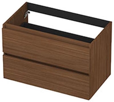 INK - Onderkast 2 Laden Greeploos met Houten Keerlijst - 800x450x520 Mm - Warm Walnoot