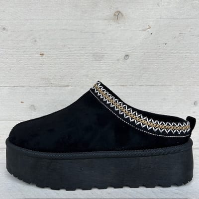 Instap uggies met zigzag randje zwart Zwart / 36