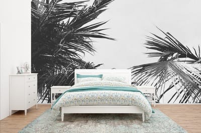 Behang - Fotobehang Palmbladeren - Natuur - Vintage - Palmboom - Breedte 400 cm x hoogte 240 cm