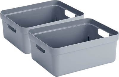 Sunware Opbergbox Sigma - 2x - kunststof - donkerblauw - 24 liter - Opbergbakken/opbergers - 45 x 35 x 18 cm