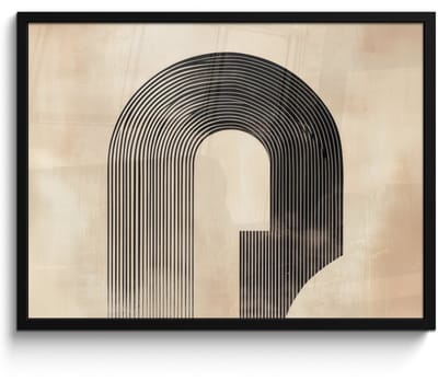 Poster in lijst - Fotolijst 70x50 cm - Posters - Boog - Strepen - Minimalistisch - Zwart - Posterlijst zwart - Decoratie - Wanddecoratie woonkamer - Muurdecoratie slaapkamer