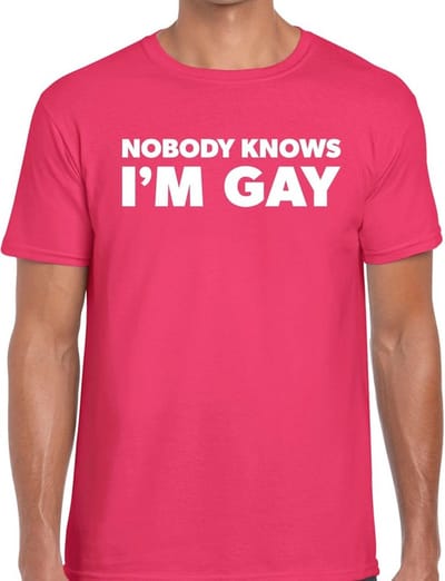 Nobody knows i am gay t-shirt - roze gaypride shirt Nobody knows i am gay voor heren - Gay pride S