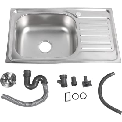 Keuken Spoelbak 304 Roestvrij Staal Spoelbak Enkele Kom Bovenmontage Diep Anti-verstopping voor Huisbar gray