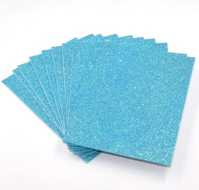 Glitter Schuimvellen - Creatieve Vellen - Kinder Knutselen - Zelfklevend Geen Lijm - A5 Formaat - Lichtblauw