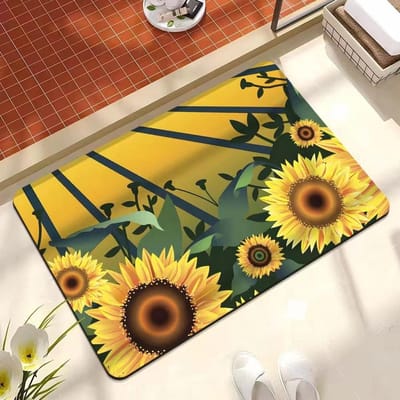 Tapis de sol fleur tridimensionnel Salle de bain Boue diatomée Antidérapant et sale Séchage rapide Tapis de sol Aspiration ménagère 40*60cm