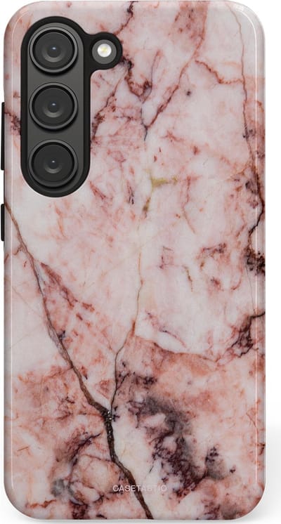 Casetastic hoesje geschikt voor Samsung Galaxy S23 - Dubbellaagse bescherming - Koraalrif Marmer - Fashion Case - Lichtroze Perzik
