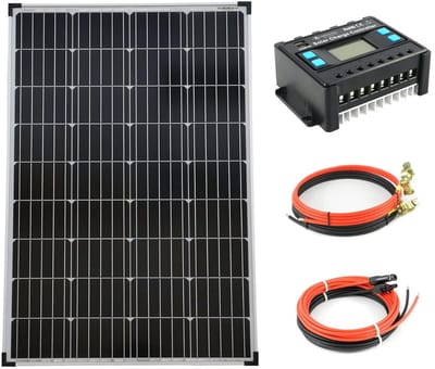 Zonnepaneel Set - Energie Opwekking - Off-Grid Stroom - Monokristallijn Paneel - 100 Watt - Zwart