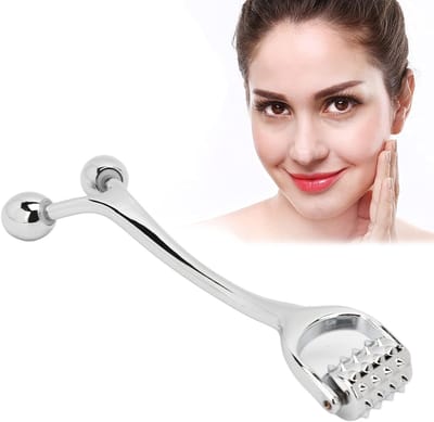 Gezichtsmassage Roller met Ribbelstructuur, Dubbele Kop voor Acupunctuur en Verbeterde Huidabsorptie en Lifting Effect