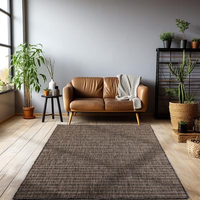 Weerbestendig Outdoor Tapijt 140 x 200 cm - Bruin Gemêleerd Design - Buitentapijt voor Balkon, Terras en Tuin