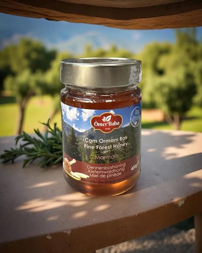 Omer Baba 100% natuurlijke, echte Dennen honing Dennenboom honing (Marmaris) - Ömer Baba %100 Doğal, Gerçek Çam Balı (Marmaris) - 100% Natural, Real Pine Honey (Marmaris) 400 gram