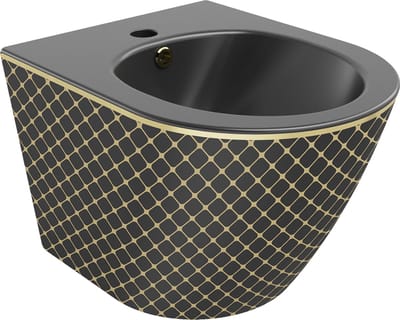 Mexen Lena hangende bidet, matzwart/gouden ruitpatroon - 35224879