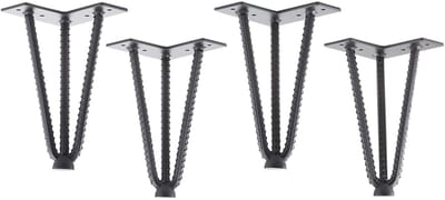 SOTECH 4 haarspeldpoten Industrial Look mild staal look zwart 200 mm 3 stokjes Haarspeldpoten meubelpoten voor banken