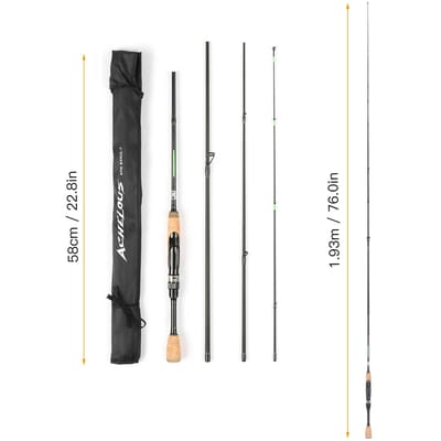 Canne à pêche rotative de voyage Portable, légère en Fiber de carbone, 4 pièces 1.96m white