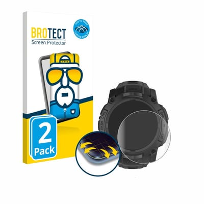 BROTECT - Screenprotector voor Garmin Instinct 3 Tactical AMOLED Edition (50 mm) - Folie Beschermfolie transparant volledig dekking - 2 Stuks