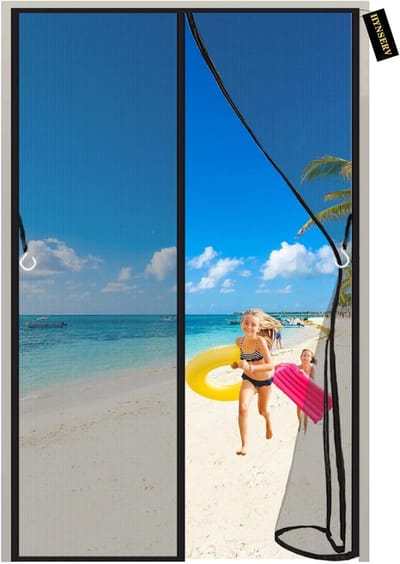 Magnetische Hordeur 105x195cm Zwart - Vliegenhor voor Deuren met Automatische Sluiting