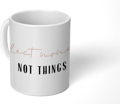 Mok - Koffiemok - Tekst - Collect moments not things - Quotes - Mokken - 350 ML - Beker - Koffiemokken - Theemok