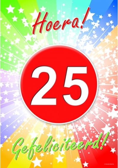 Bellatio Decorations verjaardag deurposter - 25 jaar - 59 x 42 cm - leeftijd feestartikelen