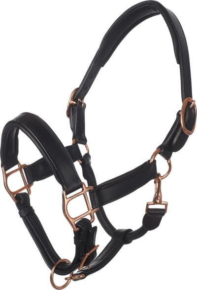 MHS Leren Halster Exclusive Mini Jaarling Zwart / Rose