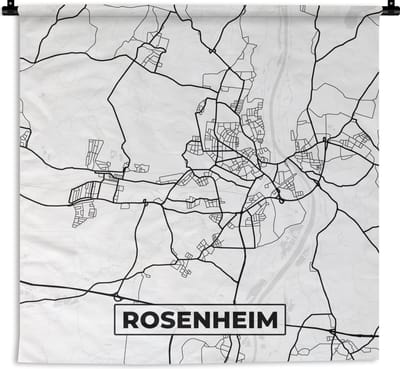Wandkleed - Wanddoek - Kaart - Rosenheim - Plattegrond - Stadskaart - 180x180 cm - Wandtapijt