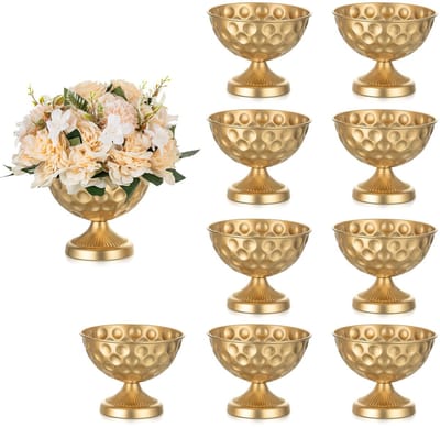 Vaas voor Bruiloft: 16cm Vaas Pot voor Tafelmiddenstuk - Metalen Urnen Vazen voor Bloemstukken Set of 10 Vintage Plantenbak voor Feest Verjaardag Verjaardag