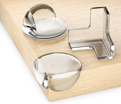 Famanu - 20 Stuks Siliconen hoekbeschermers, 10 rond en 10 vierkant, transparant