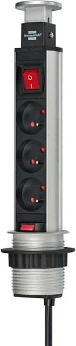 Tower Power stekkerdoos 3-voudig 2m H05VV-F 3G1,5 met schakelaar *BE/FR*