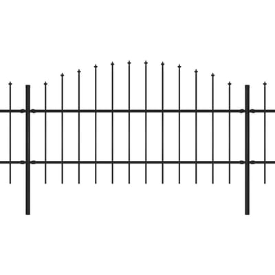 vidaXL - Tuinhek - met - speerpunt - staal - 1506x100 - cm - zwart