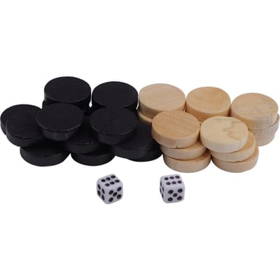 32 stuks dam-, dam- en backgammon schaakstukken voor kinderen, bordspel, kamperen beige
