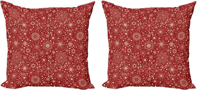 ABAKUHAUS rode sierkussens, kussenslop 2-pack, filigraan sneeuwvlokk 40x40 cm, vermiljoen ivoor