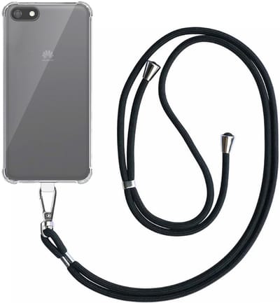 Smartphonica Telefoonhoesje Geschikt voor Huawei Y5 2018 Lite - Y5 Prime 2018 Transparant Schokbestendig met Afneembaar Universeel Telefoonkoord - Backcover Case Siliconen ShockProof with Lanyard