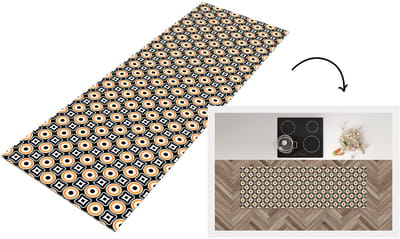 Keukenloper 150x50 cm - Keukenmat vinyl Patroon - Cirkel - Retro - Keukenmatten loper - Keuken vloerkleed tapijt