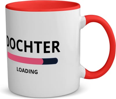 Akyol - dochter loading koffiemok - theemok - rood - Dochter - ochtendkoffie laden - verjaardagscadeau - verjaardag - cadeau - cadeautje voor dochter - dochter artikelen - kado - geschenk - gift - 350 ML inhoud