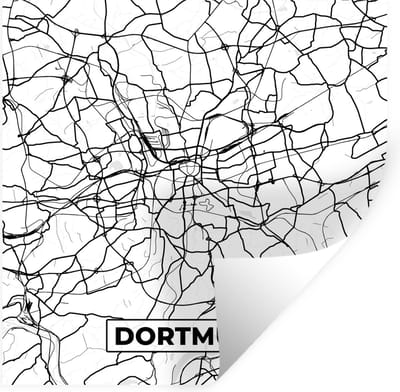 Muurstickers - Sticker Folie - Dortmund - Plattegrond - Stadskaart - Kaart - 100x100 cm - Plakfolie - Muurstickers Kinderkamer - Zelfklevend Behang XXL - Zelfklevend behangpapier - Stickerfolie