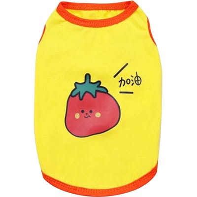 Mouwloos Puppy Tanktop Fruitprint Katoen Hondenshirts Huisdierkleding voor Lente Zomer Tomaat XL M(for 4-6.5kg) red