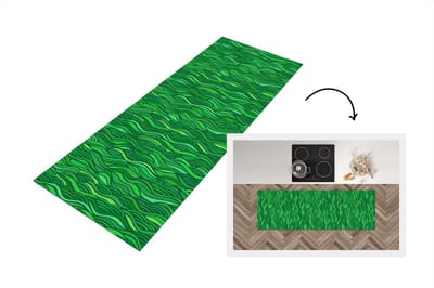 Keukenloper - Loper keuken - Zeewier - Patronen - Groen - 150x50 cm - Keukenloper vinyl