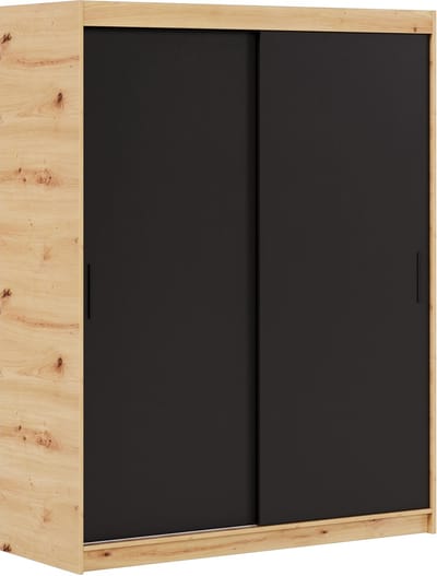 Kledingkast Iga 100 cm inclusief 2 schuifdeuren Zweefdeurkast (bruin, zwart)