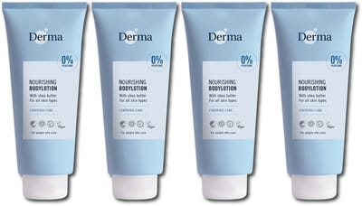 Derma Family Bodylotion - 4 x 350 ml - Parfumvrij - voor Droge en Gevoelige huid - AllergyCertified